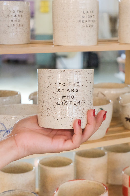pre-order 'to the stars who listen' dimple cup
