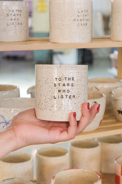 pre-order 'to the stars who listen' dimple cup