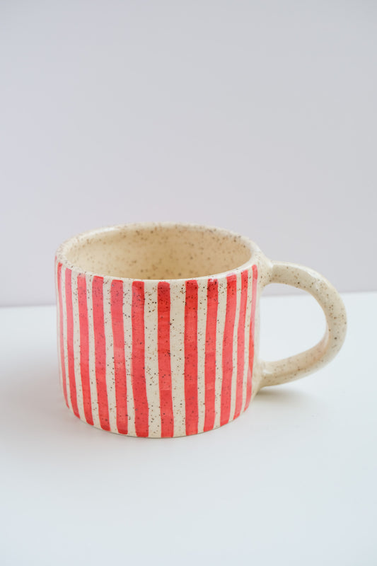 red striped mug