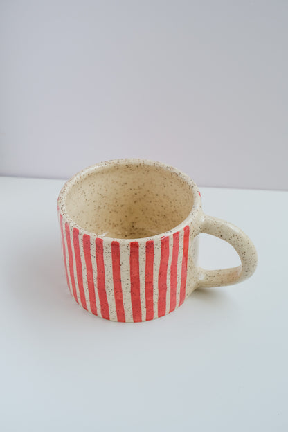red striped mug