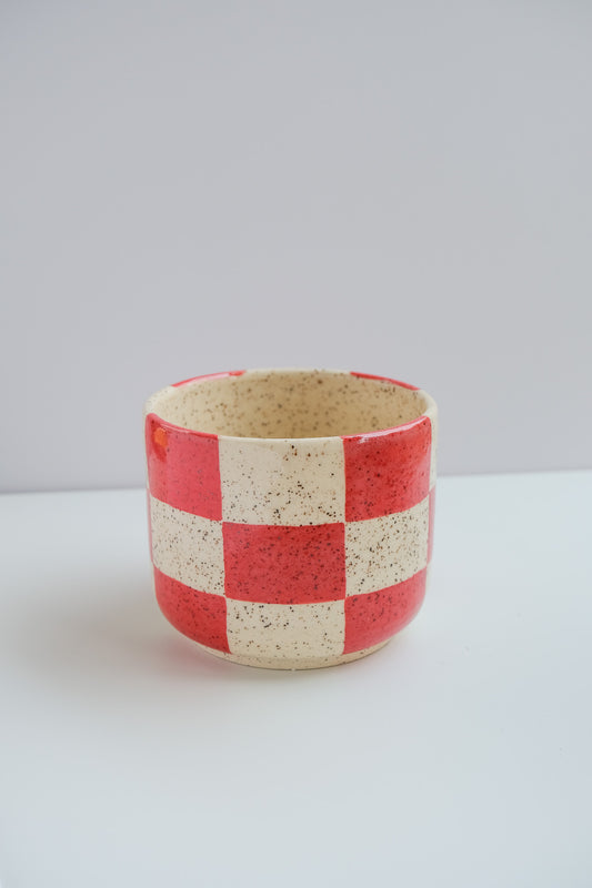 checkered red mini cup