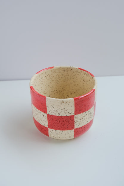 checkered red mini cup