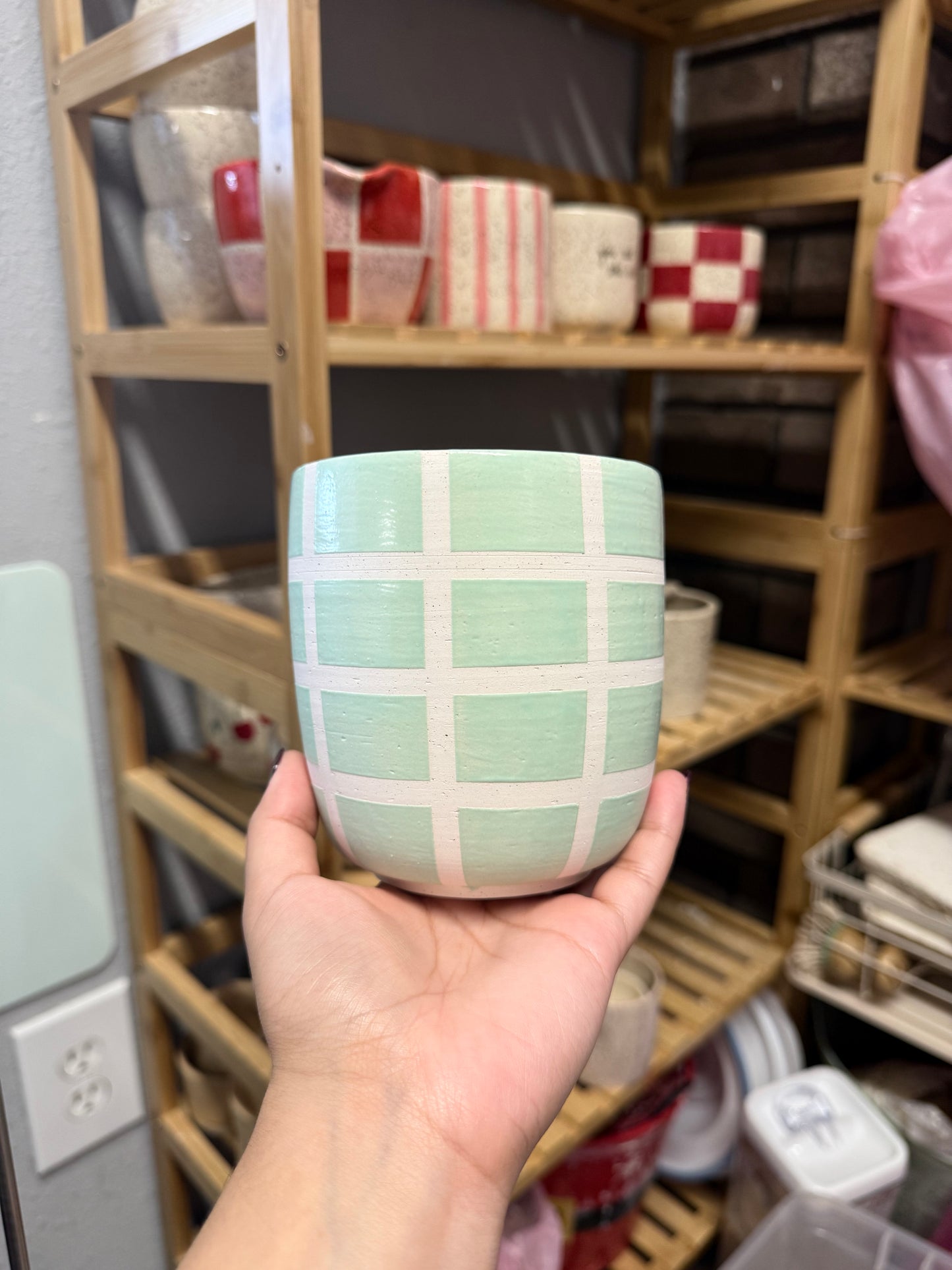sale sage checkered vase